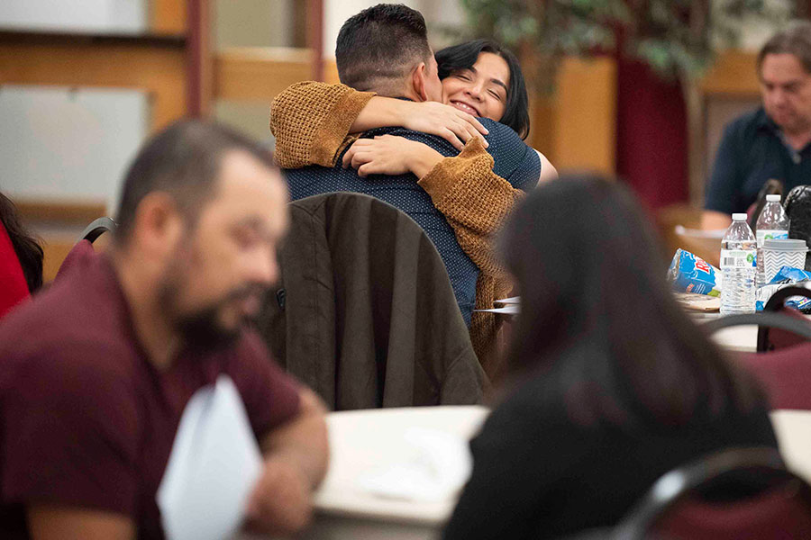 a couple hugs at the retreat